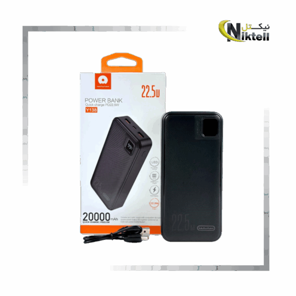 پاوربانک 20000 میلی آمپر WUW Y138 با ظرفیت بالا و دو خروجی USB