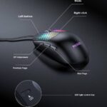 موس گیمینگ سیمی Yesido KB32 با سنسور 7200 DPI، نورپردازی RGB و 7 کلید