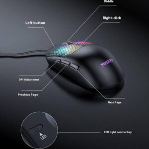 موس گیمینگ سیمی Yesido KB32 با سنسور 7200 DPI، نورپردازی RGB و 7 کلید